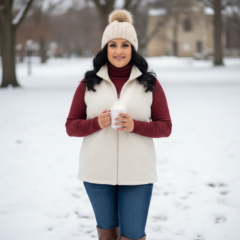 L.L. Bean Cream Fleece Vest